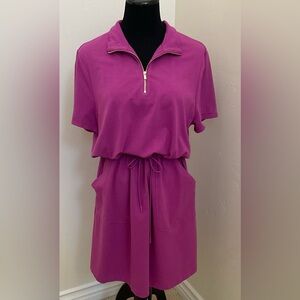 Chico's Zenergy Magenta Knit Short Sleeve Drawstring Dress 3